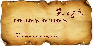Fülöp Éliás névjegykártya